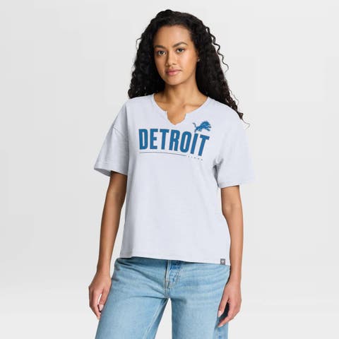 Women's Fanatics White Detroit Lions Redzone Slub Boxy T-Shirt