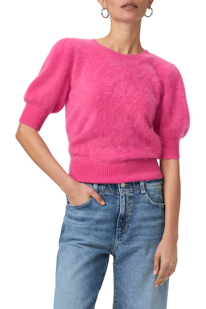 Gladiolus Short Sleeve Cashmere Sweater, Main, color, CHERRIES JUBILEE