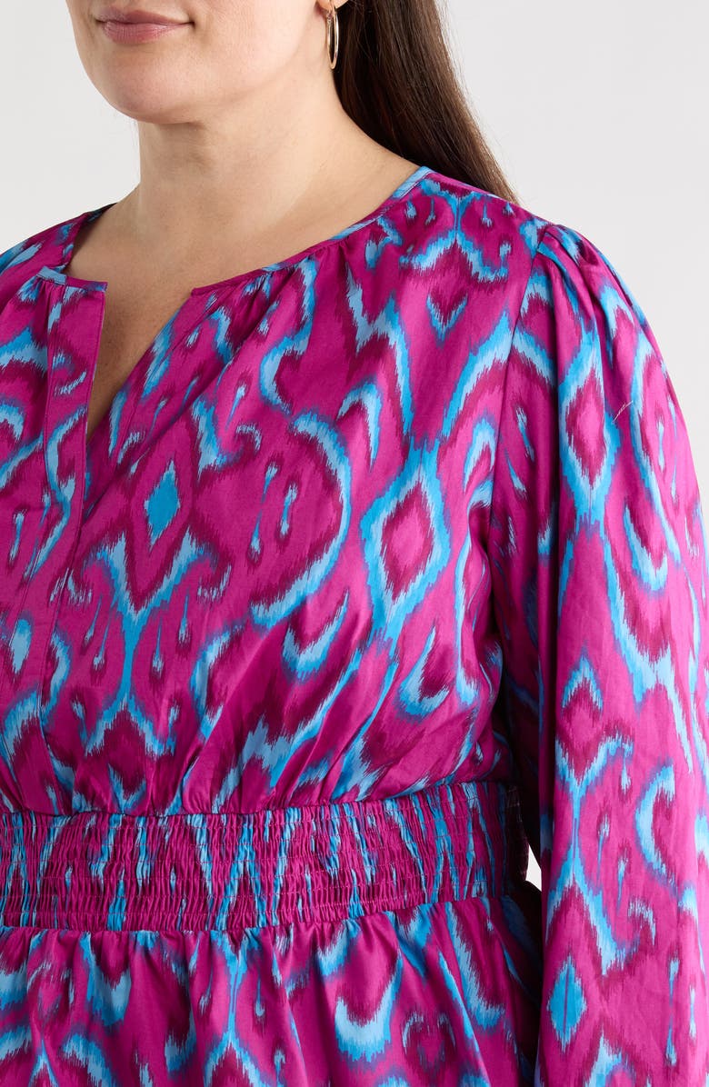 SUGARLIPS Ivani Mirana Smocked Waist Peplum Top, Alternate, color, Magenta-Blue