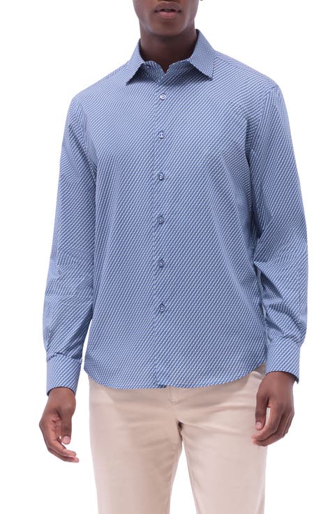 Axel Geo Print Shaped Fit Stretch Cotton Button-Up Shirt