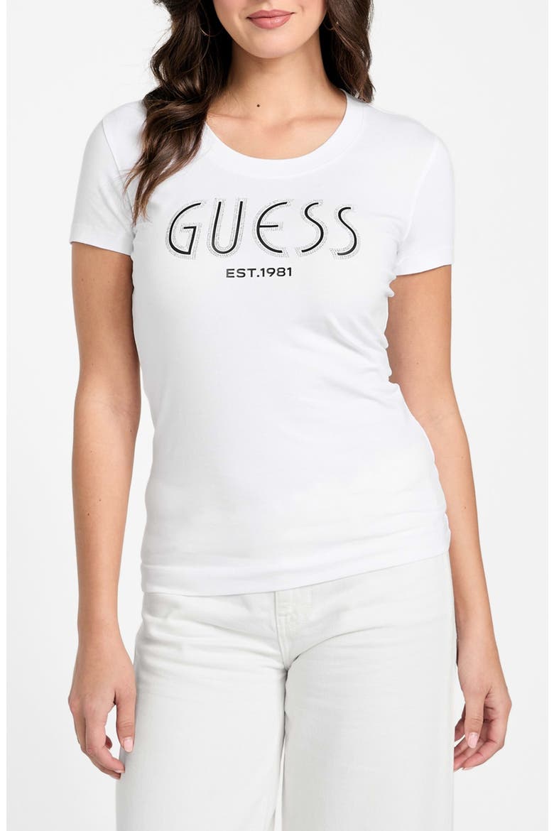 Studded Logo Graphic T-Shirt, Main, color, PURE WHITE