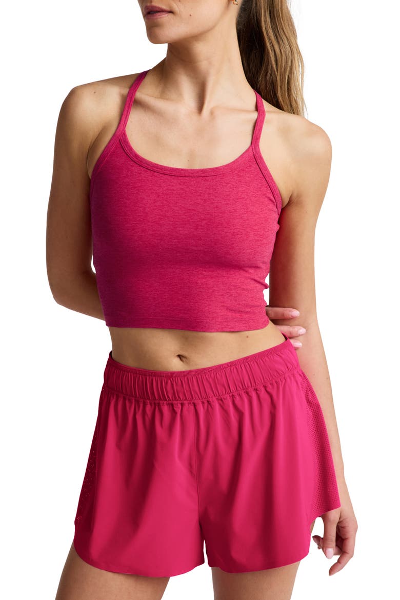Space Dye Slim Racerback Crop Tank, Main, color, BERRY RED HEATHER