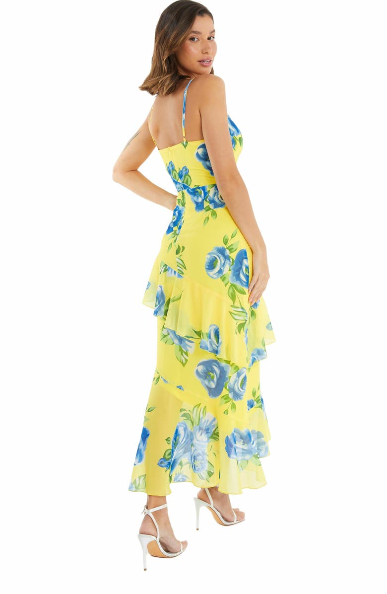 QUIZ Floral Chiffon Frill Detail Maxi Dress, Alternate, color, 
