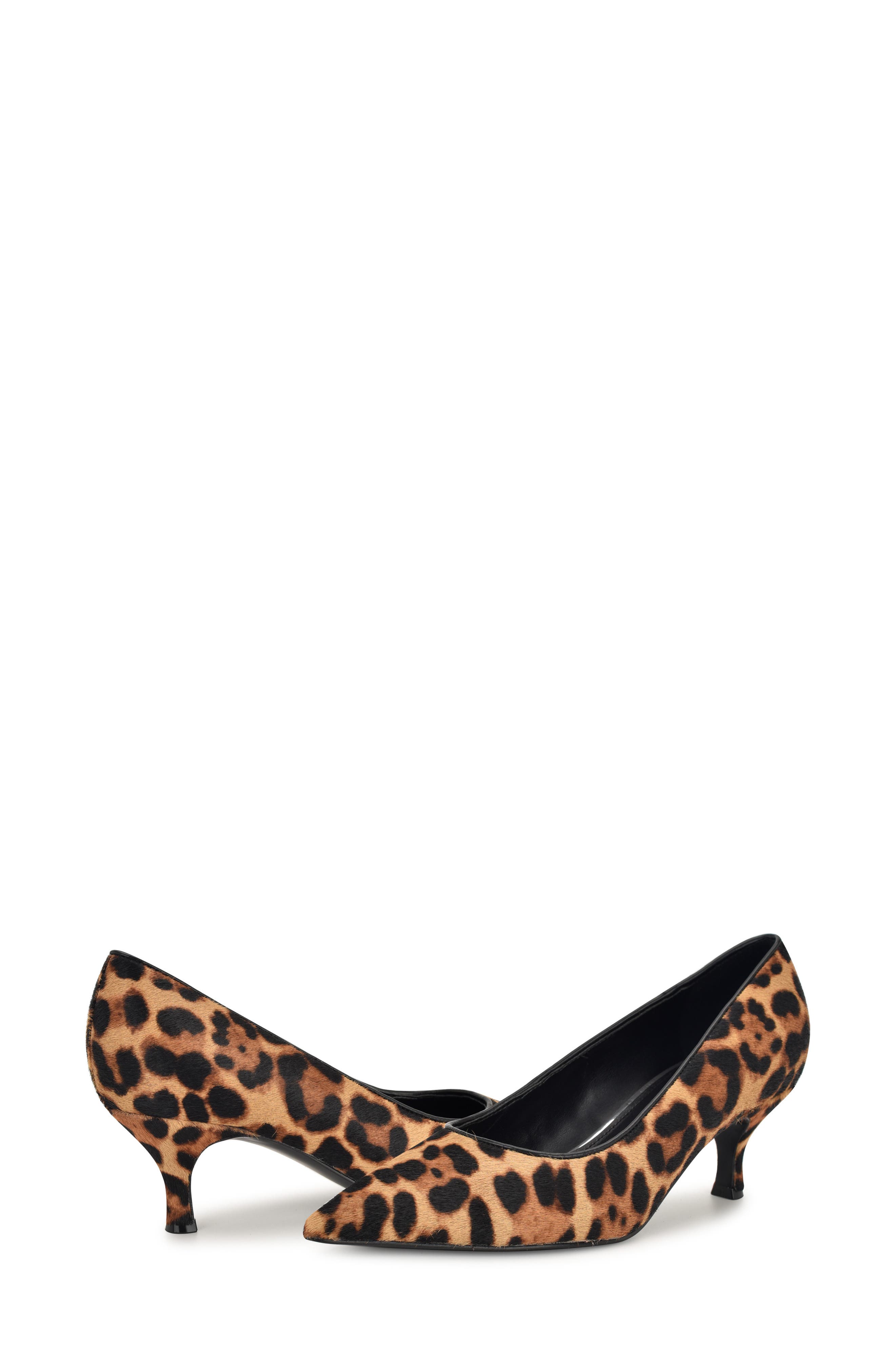 Nine West Sisko Genuine Calf Hair Pointed Toe Kitten Heel Pump, Alternate, color, Dark Natural