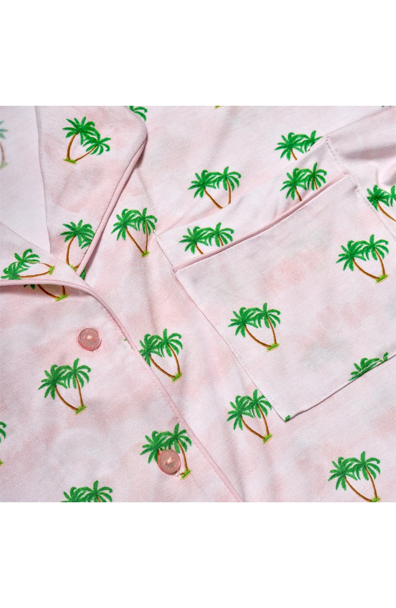 Crickle Daisy Palm Spring Sky Short Pajama Set, Alternate, color, Light Pink, Green