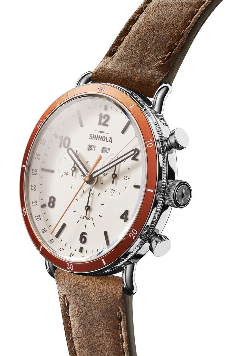 Shinola Canfield Sport Leather Strap Watch, 45mm, Alternate, color, 