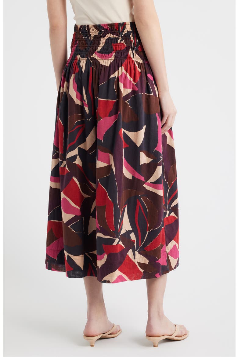 Alessa Smock Waist Cotton Midi Skirt, Alternate, color, PARADISE