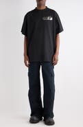 Balenciaga Oversize Silver Tape Logo Embroidered T-Shirt