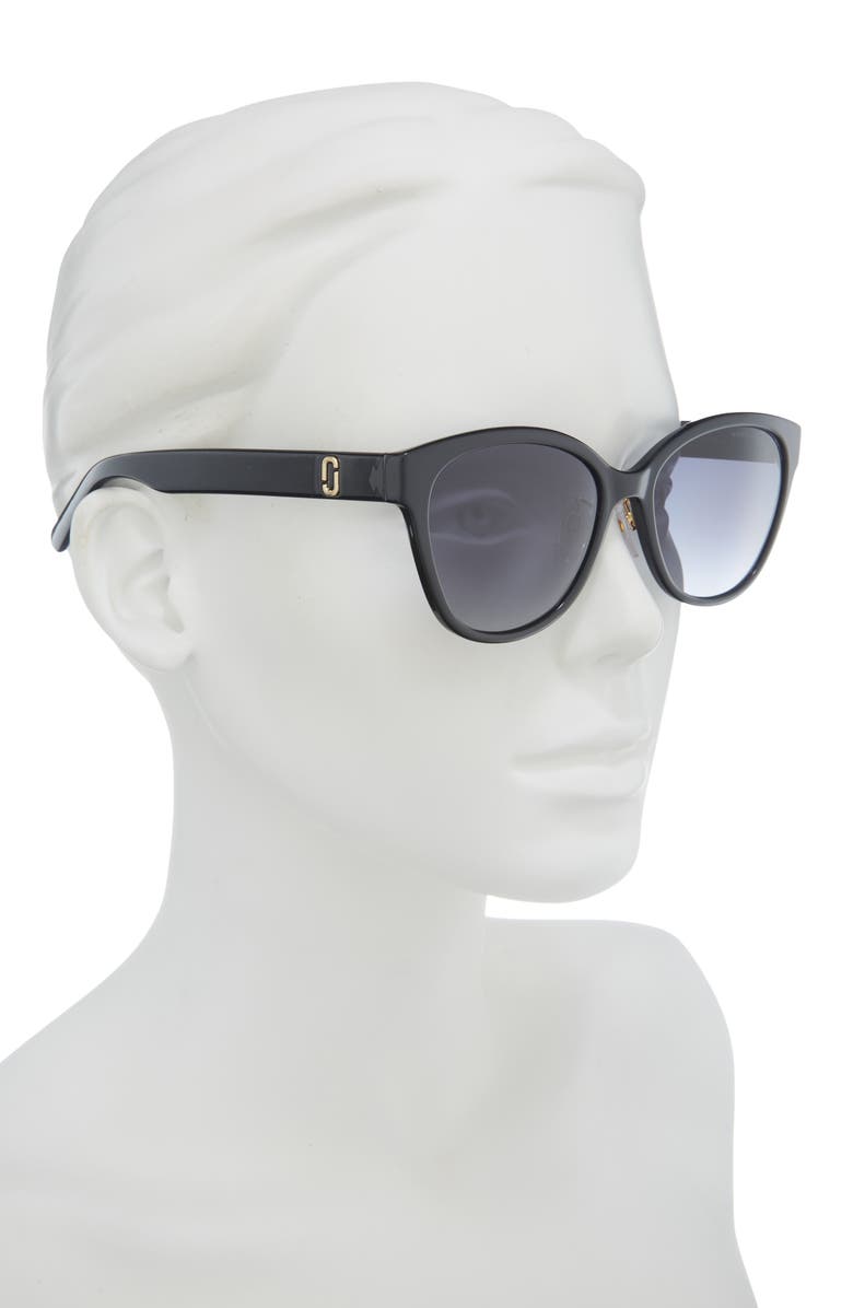 Marc Jacobs 55mm Gradient Cat Eye Sunglasses, Alternate, color, Black