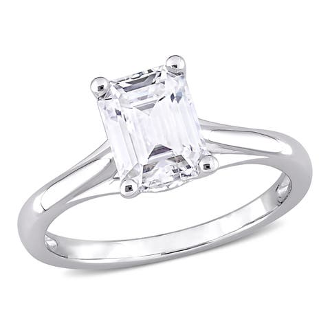 Moissanite Emerald Solitaire Ring 10k