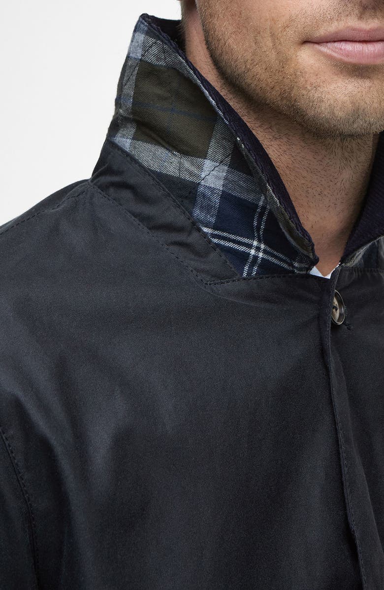 Barbour Lorden Waxed Mackintosh Jacket, Alternate, color, Navy