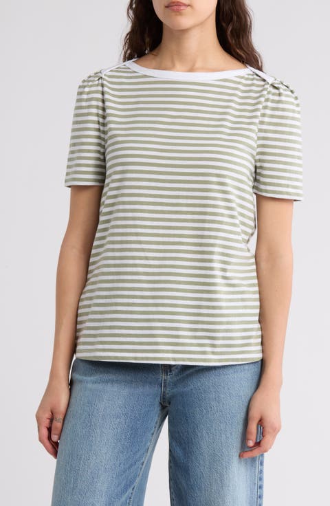Stripe Envelope Neck Knit Top