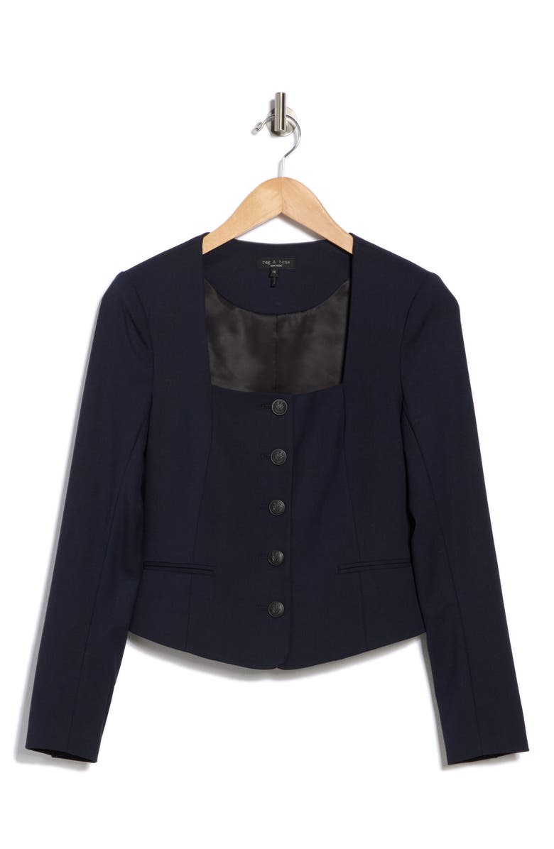 rag & bone Mariana Stretch Wool Blazer, Alternate, color, Dark Navy