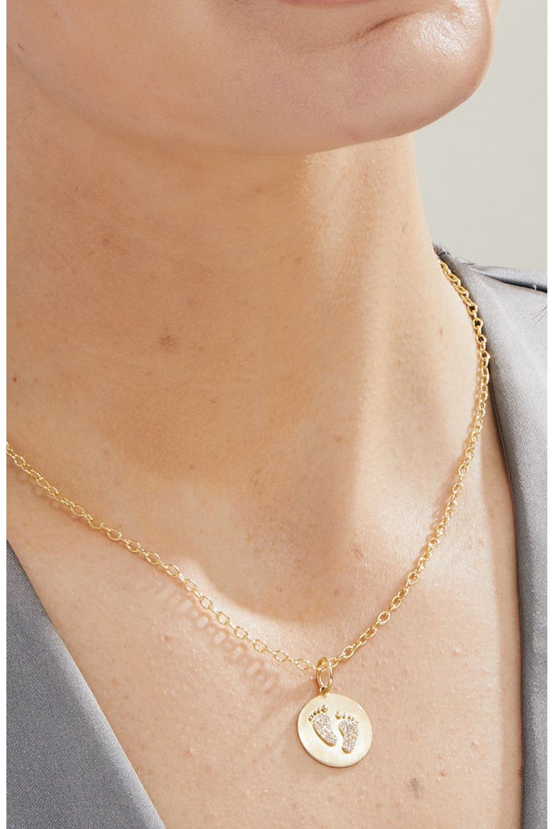 Tiny Footprints Charm, Alternate, color, Yellow Gold