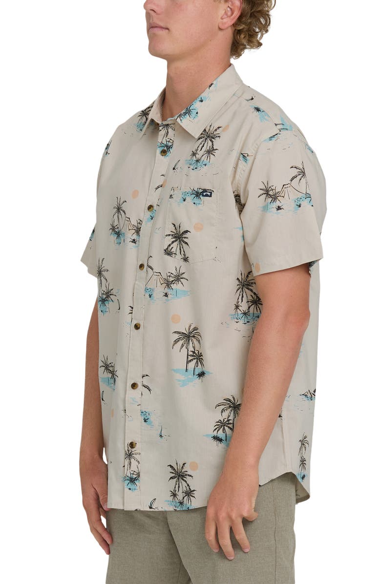 Billabong Sundays Short Sleeve Cotton Blend Button-Up Shirt, Alternate, color, Fog