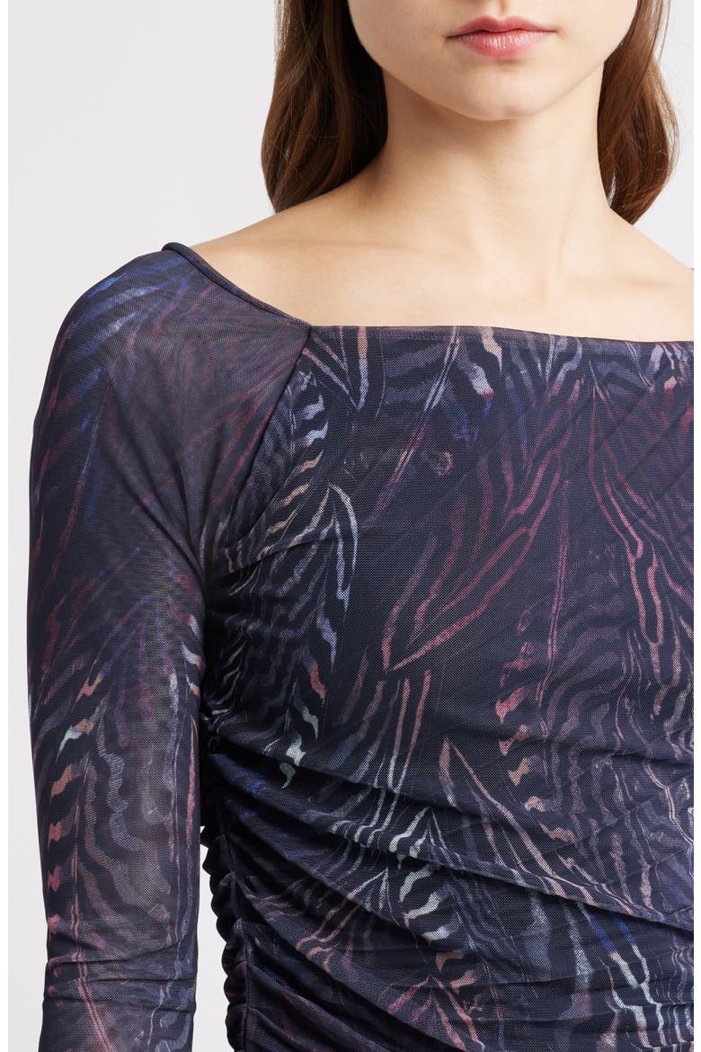 Essuna Print Pleated Top, Alternate, color, FEATHER MULTI FANTASY