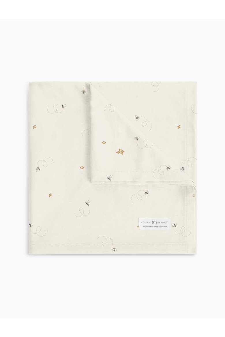 Organic Swaddle Blanket, Main, color, Bees / Pewter
