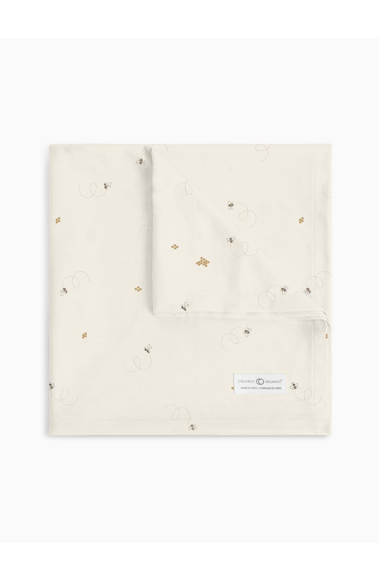 Colored Organics Organic Swaddle Blanket, Main, color, Bees / Pewter