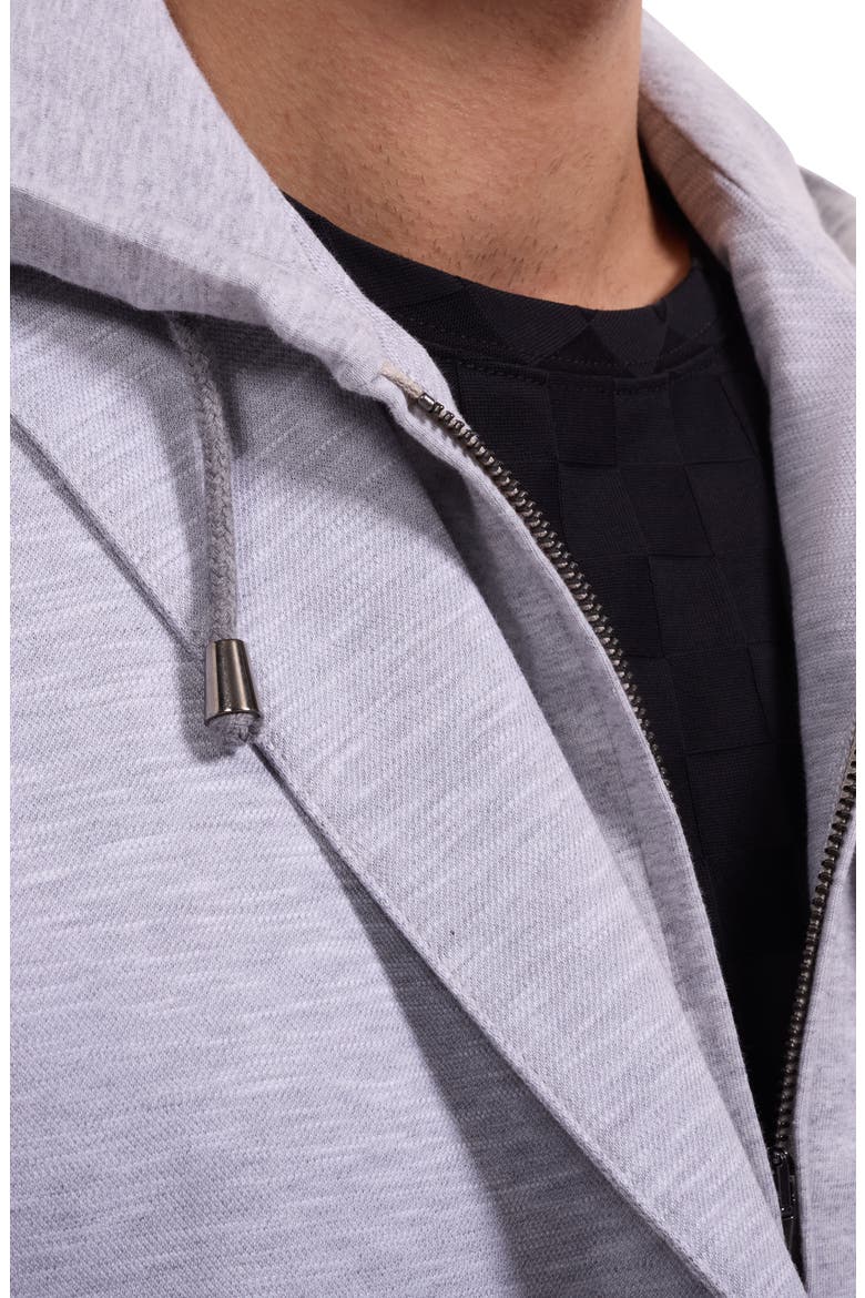 Cotton Mélange Piqué Blazer with Removable Hooded Bib, Alternate, color, PLATINUM