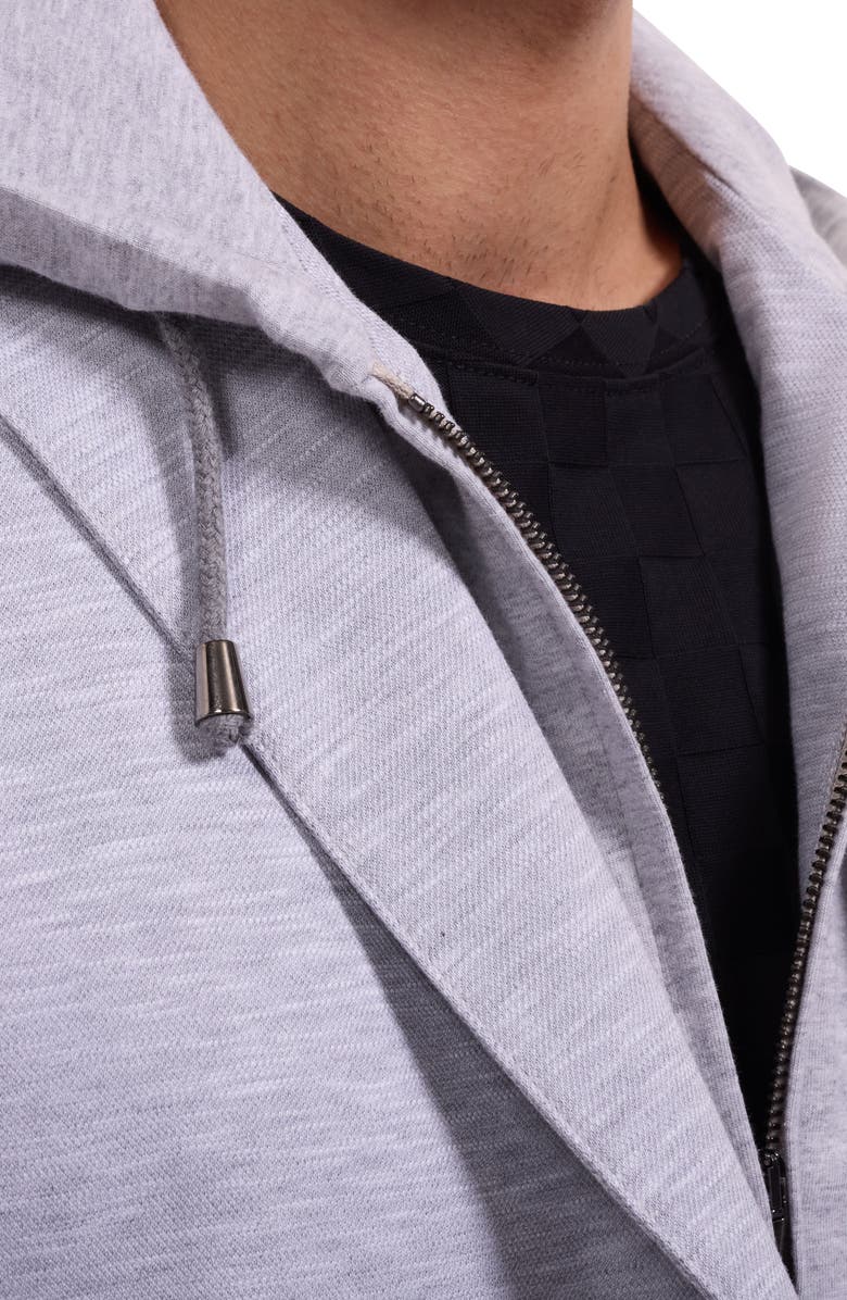 Bugatchi Cotton Mélange Piqué Blazer with Removable Hooded Bib, Alternate, color, Platinum