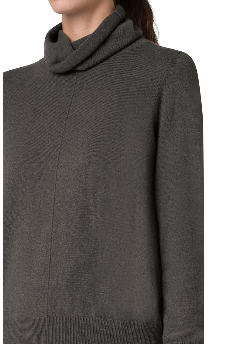 Cowl Turtleneck Cashmere Sweater, Alternate, color, 059 KALE GREEN