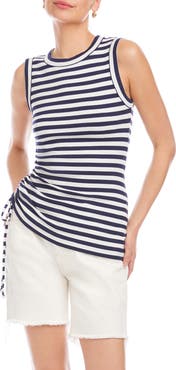FIFTEEN TWENTY Tia Stripe Ruched Rib Tank