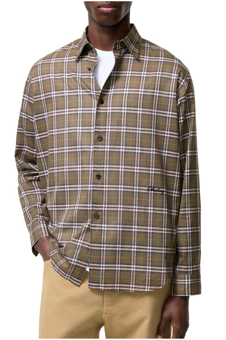 Relaxed Fit Check Cotton Shirt, Main, color, Finch brown