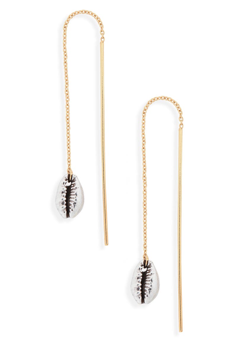 Amer Threader Earrings, Main, color, SILVER