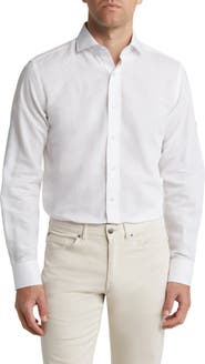 Lorenzo Uomo Trim Fit Solid Cotton & Linen Dress Shirt