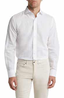 Lorenzo Uomo Trim Fit Solid Cotton & Linen Dress Shirt
