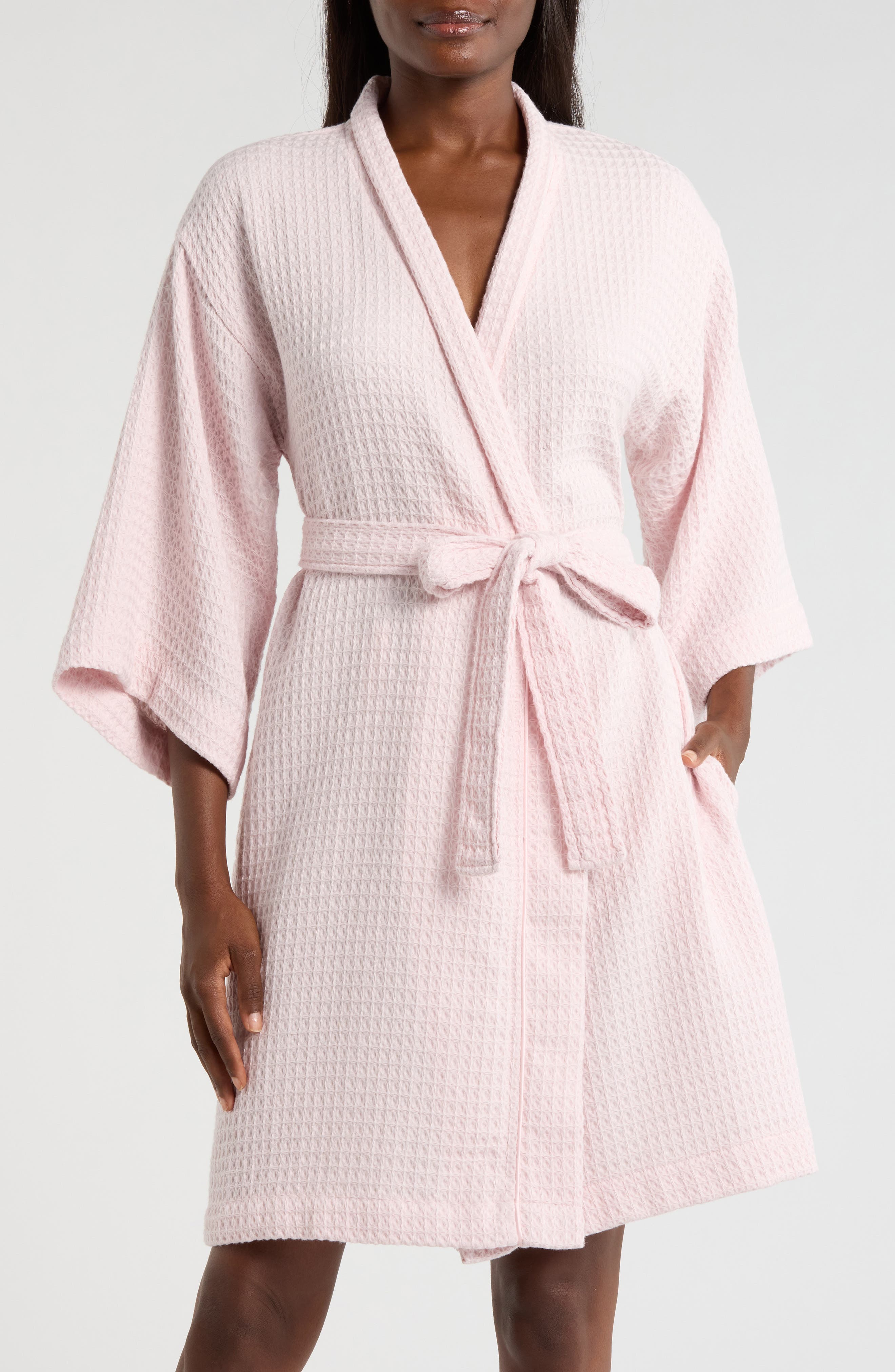 Nordstrom Women's Everyday Waffle Robe - Pink Loft, Medium