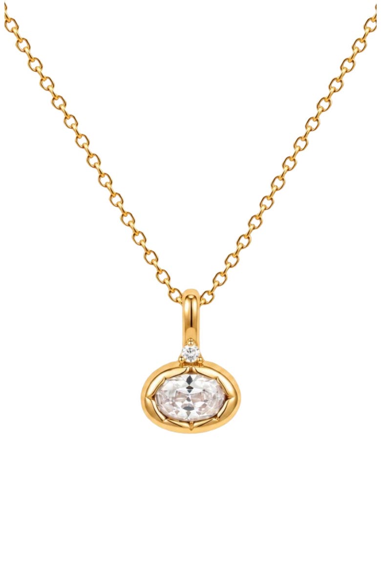 Oval Birthstone Charm Necklace, Main, color, Gold Vermeil - April
