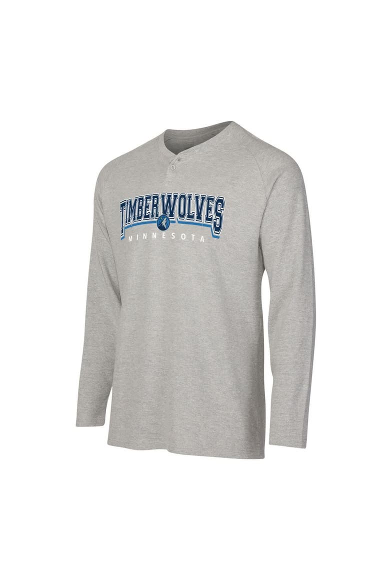Men's Concepts Sport  Gray Minnesota Timberwolves Hawthorn Thermal Knit Long Sleeve Henley T-Shirt, Alternate, color, Gray