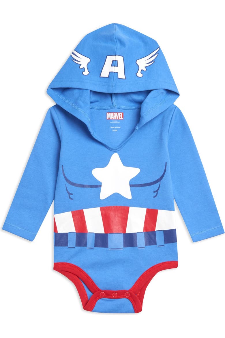 Avengers 3-Pack Long Sleeve Hooded Bodysuits, Alternate, color, Marvel Comics Multi