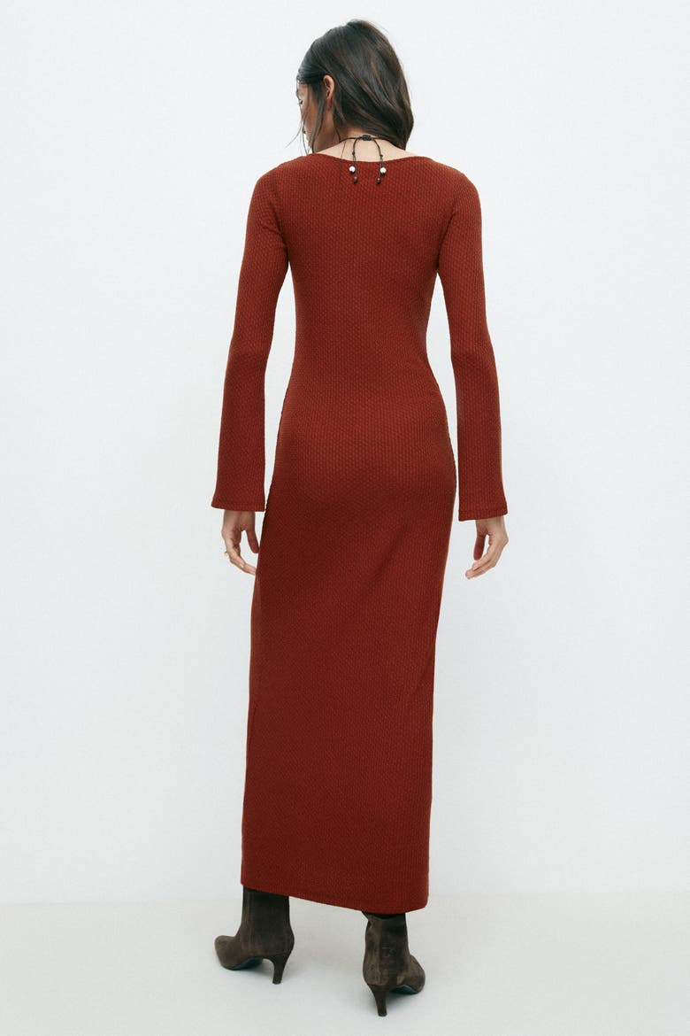 Textured-knit Maxi Dress, Alternate, color, Brown