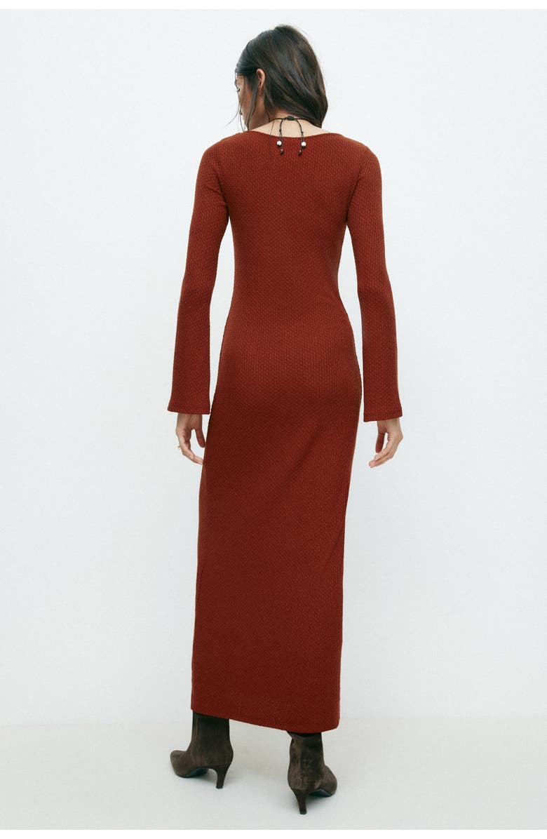 H&M Textured-knit Maxi Dress, Alternate, color, Brown