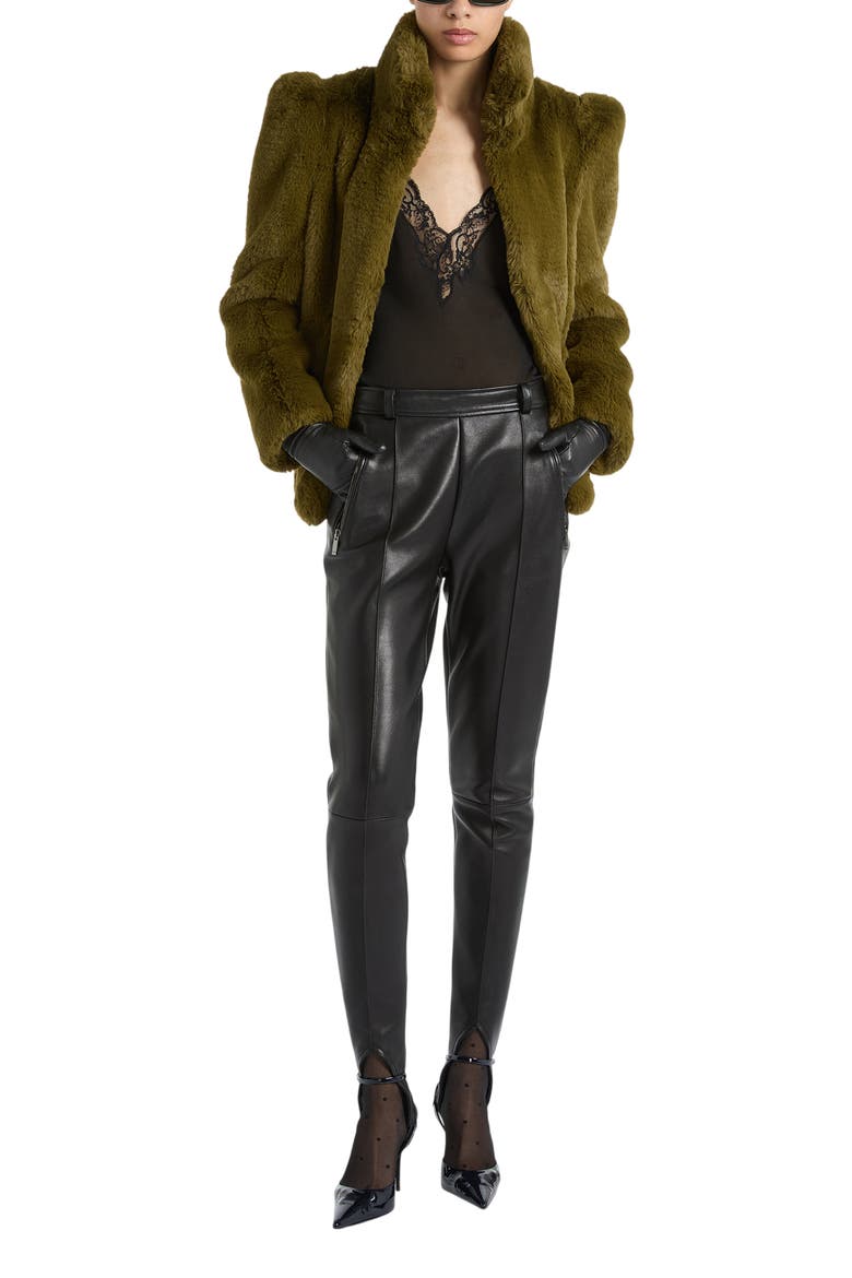 Lambskin Trousers with Stirrup, Main, color, black