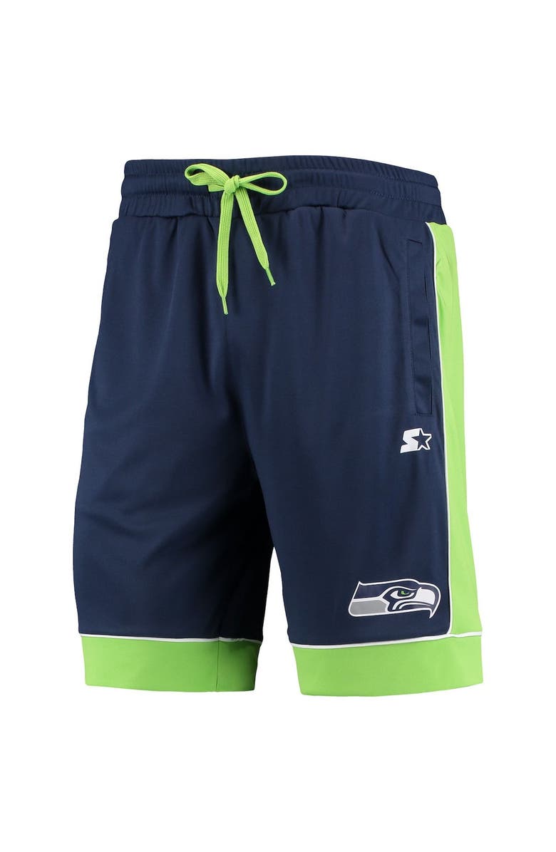 STARTER Men's Starter College Navy/Neon Green Seattle Seahawks Fan Favorite Fashion Shorts, Alternate, color, Navy