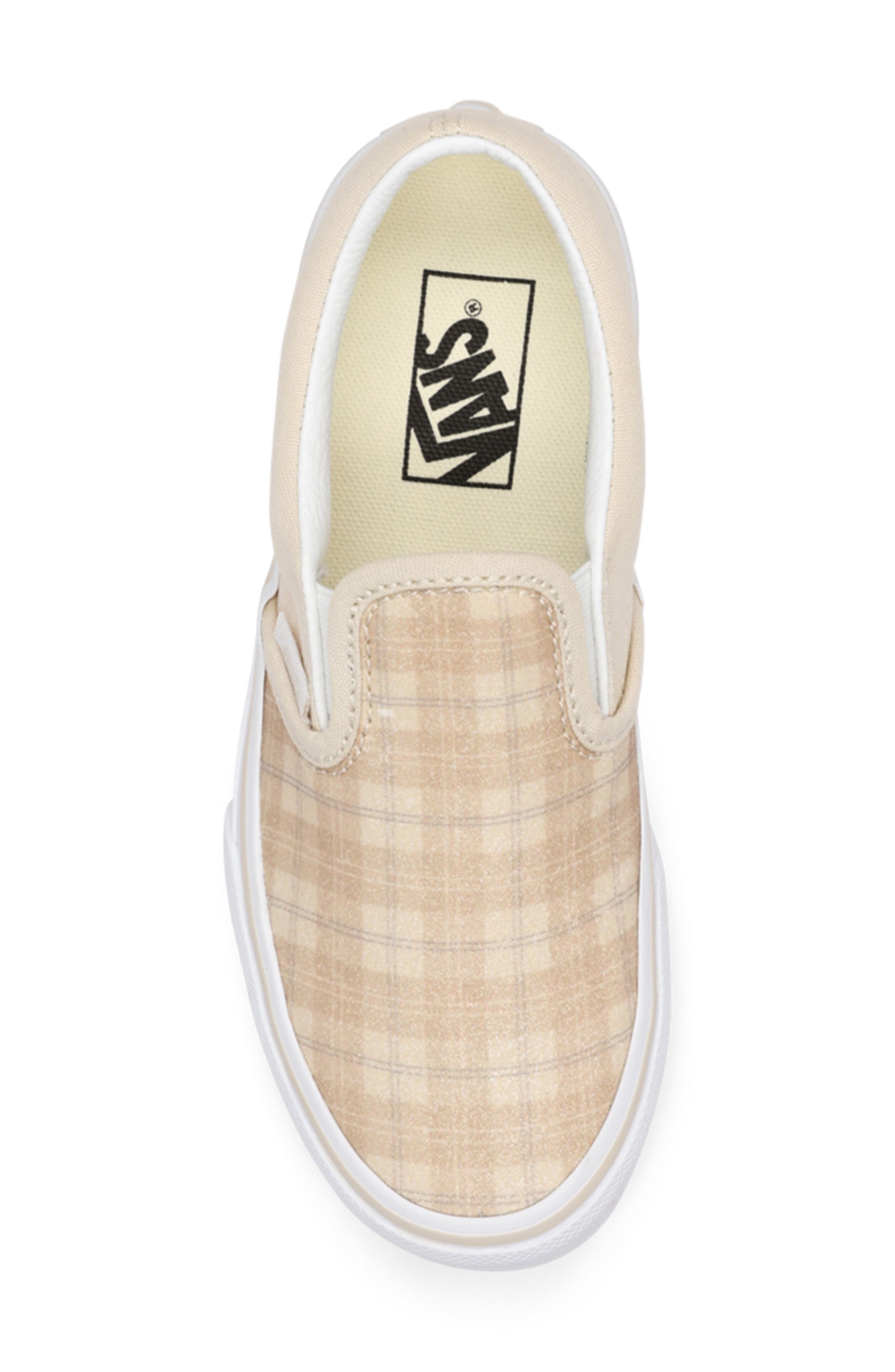 Vans Kids' Classic Glitter Plaid Slip-On Sneaker, Alternate, color, 