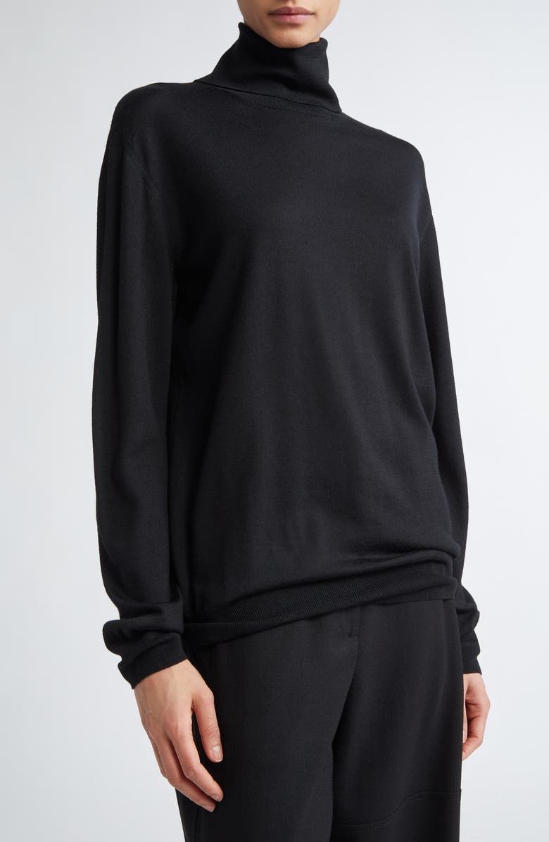 Jil Sander Wool Turtleneck Sweater, Alternate, color, Black