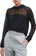 Marcella Park Sheer Mesh & French Terry Hoodie