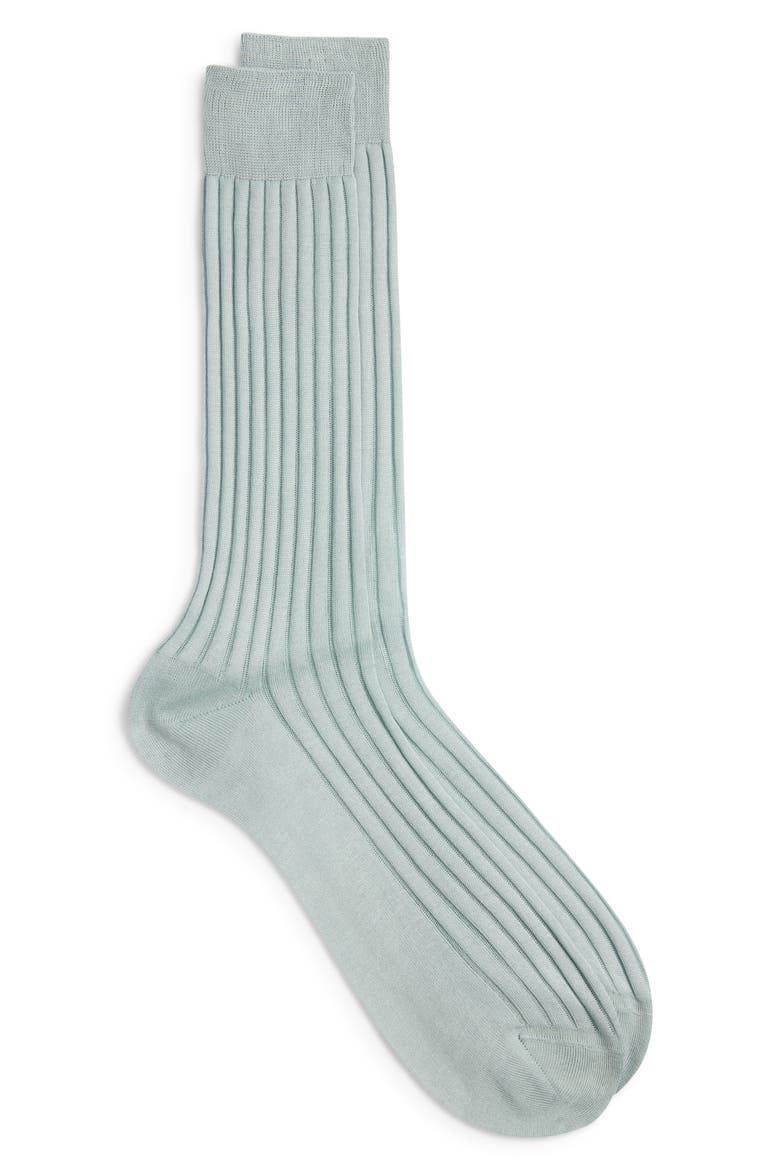 Ribbed Cotton Dress Socks, Main, color, GREEN