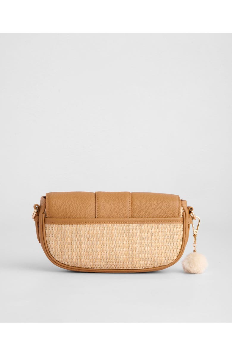 Pom Pom London Wilmington Mini Raffia Crossbody Bag, Alternate, color, Maple Raffia & Leather
