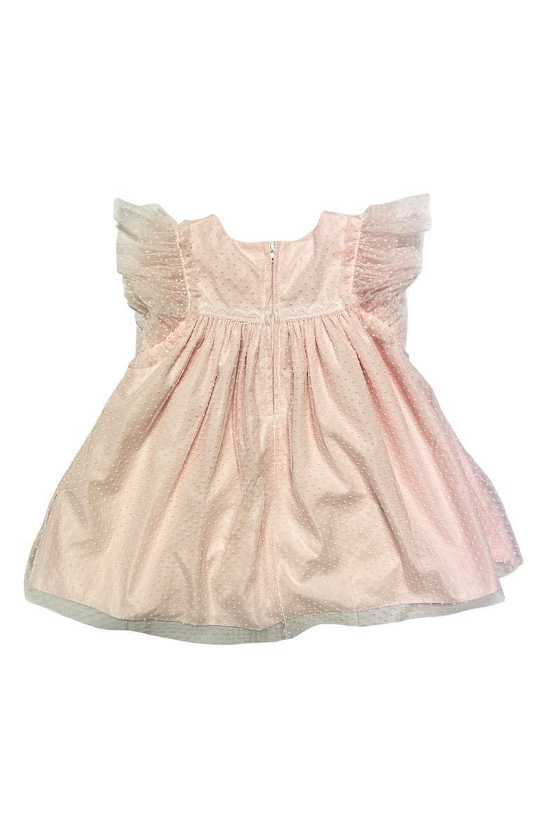 Pippa & Julie Mesh Dot Float Dress & Bloomers, Alternate, color, Pink