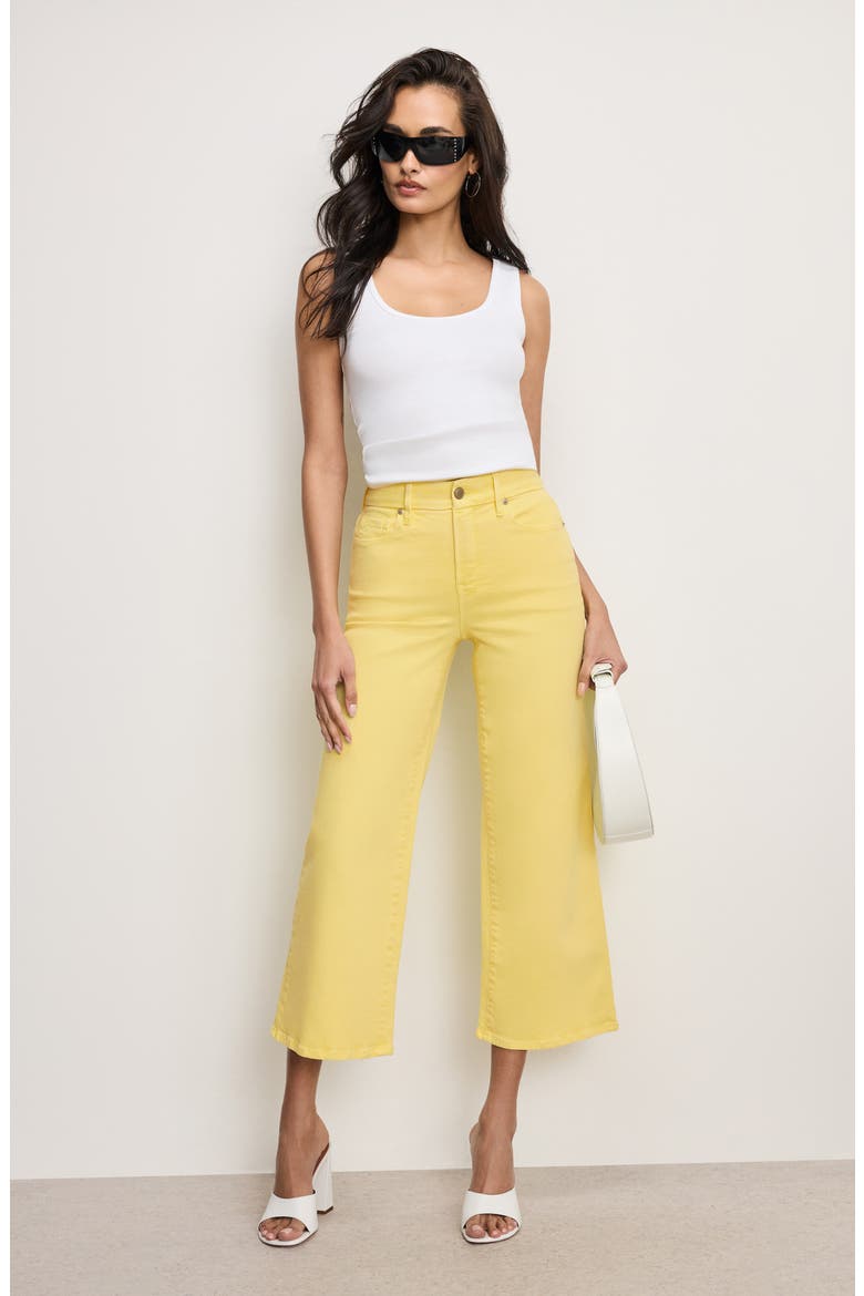 Good Waist Crop Palazzo Jeans, Alternate, color, LEMON003