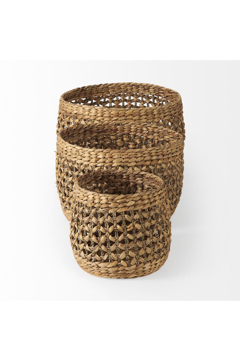 Dakota Set of 3 Seagrass Round Basket, Alternate, color, Brown
