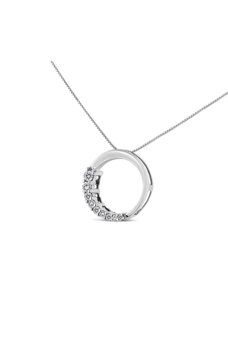 Haus of Brilliance 14K Gold 1/4 Cttw Graduating Diamond Open Circle Hoop 18" Pendant Necklace, Alternate, color,