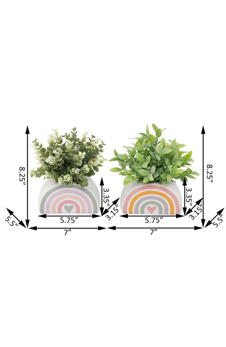 FLORA BUNDA Eucalyptus & Tea Leaf in 5.75" Rainbow Pot, Set of 2, Alternate, color, 