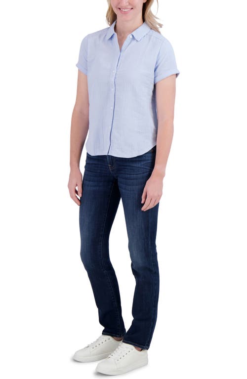 LUCKY BRAND LUCKY BRAND SHORT SLEEVE COTTON GAUZE BUTTON-UP SHIRT
