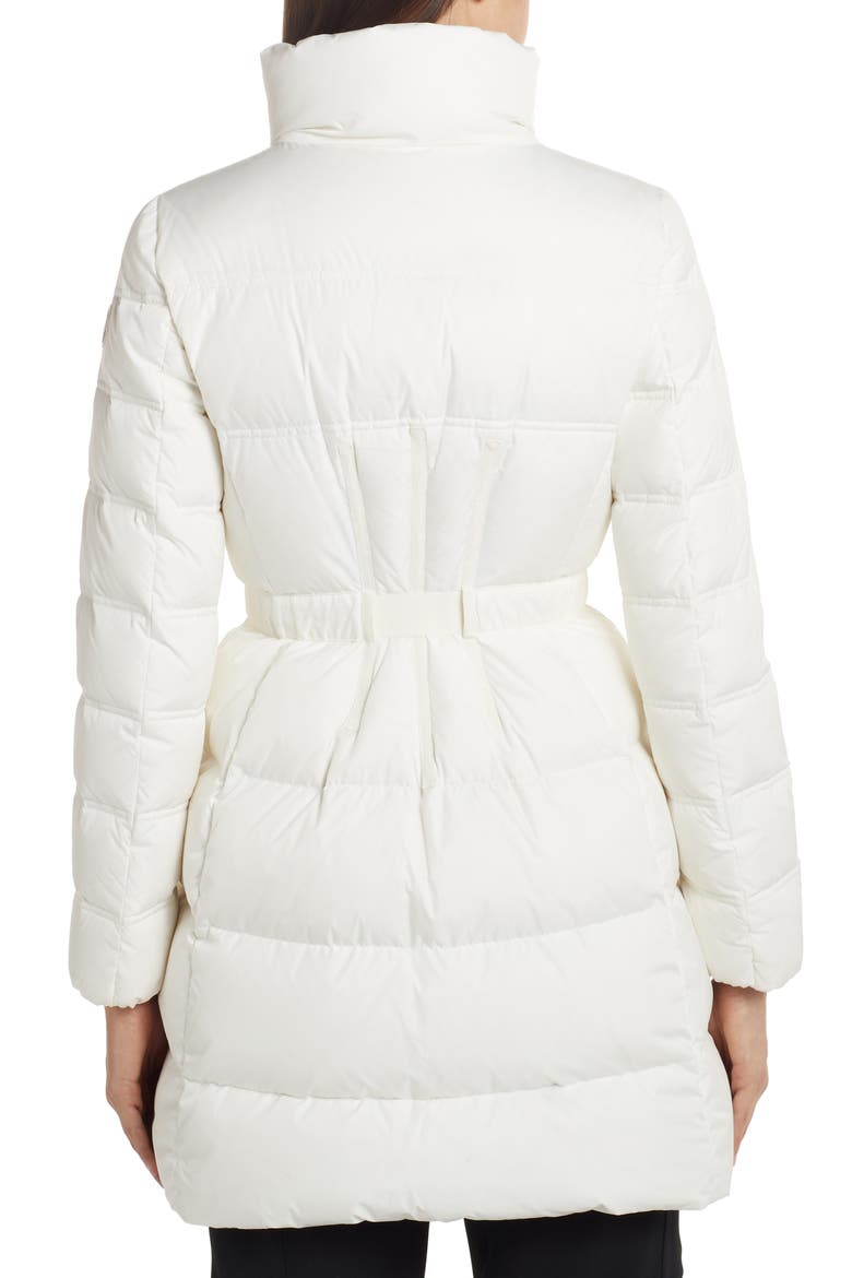 Accenteur Belted Quilted Down Puffer Coat, Alternate, color, WHITE